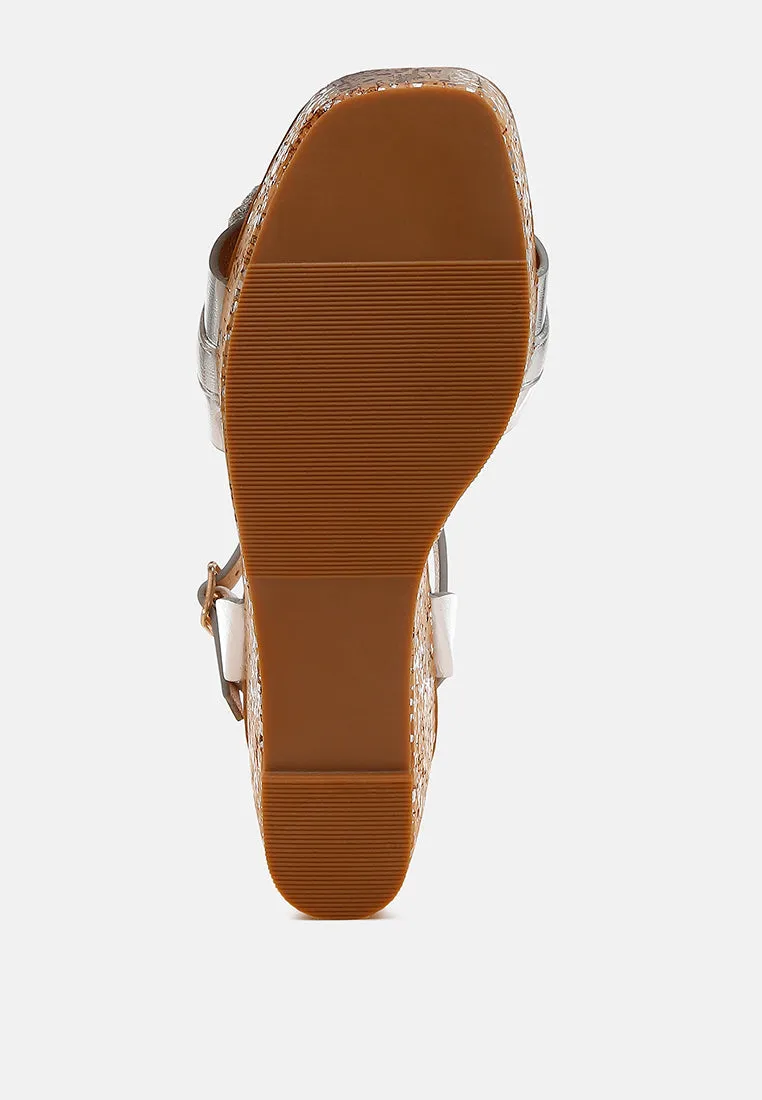 Chain Link Detail Wedge Sandals in RUW