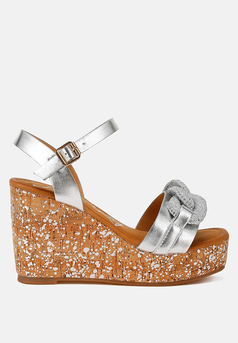 Chain Link Detail Wedge Sandals in RUW
