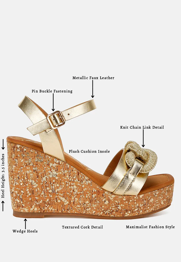 Chain Link Detail Wedge Sandals in RUW