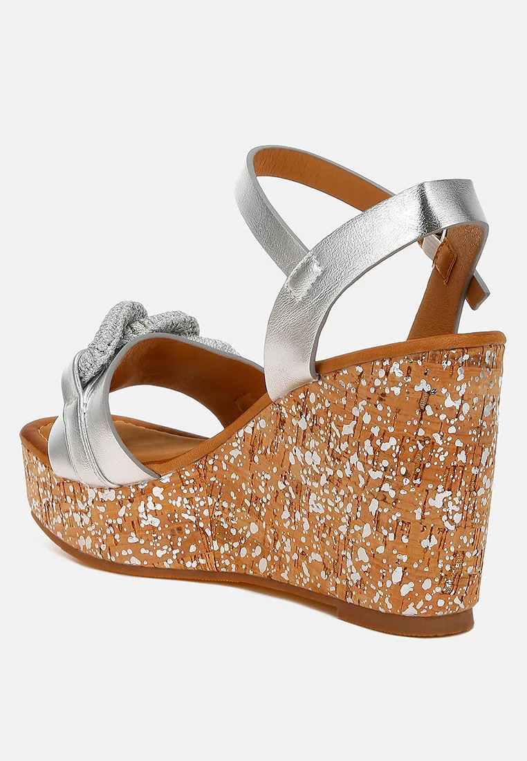 Chain Link Detail Wedge Sandals in RUW