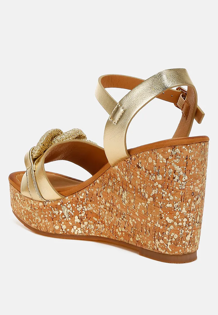 Chain Link Detail Wedge Sandals in RUW