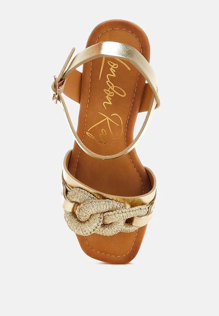 Chain Link Detail Wedge Sandals in RUW