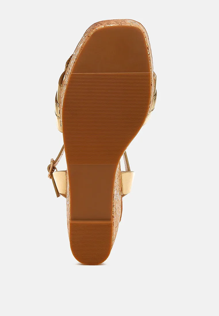 Chain Link Detail Wedge Sandals in RUW