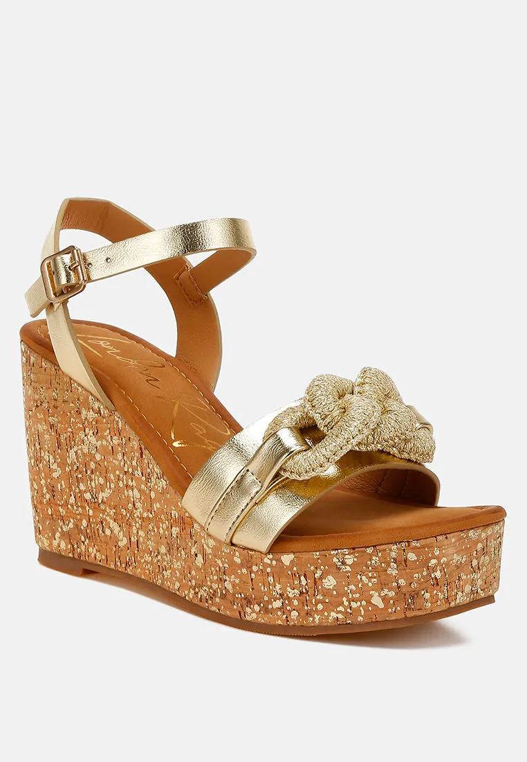 Chain Link Detail Wedge Sandals in RUW