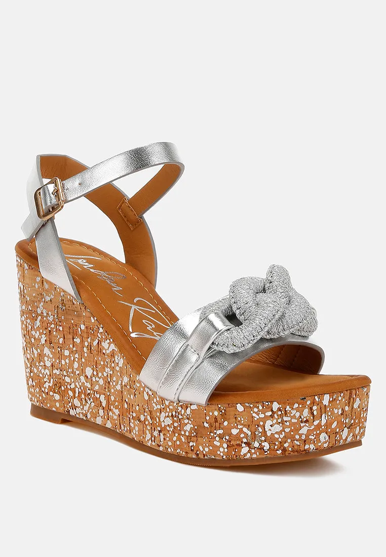 Chain Link Detail Wedge Sandals in RUW