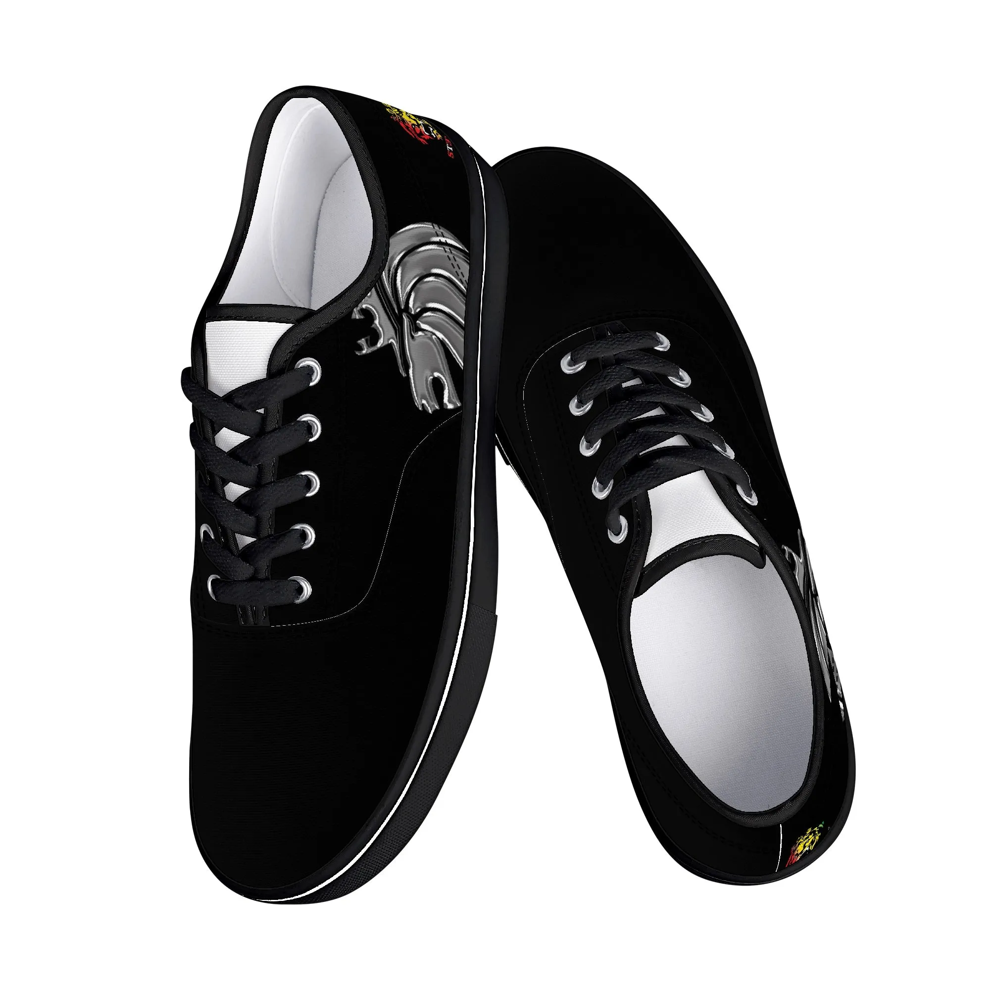 Chrome Lion - Black Canvas Low Top