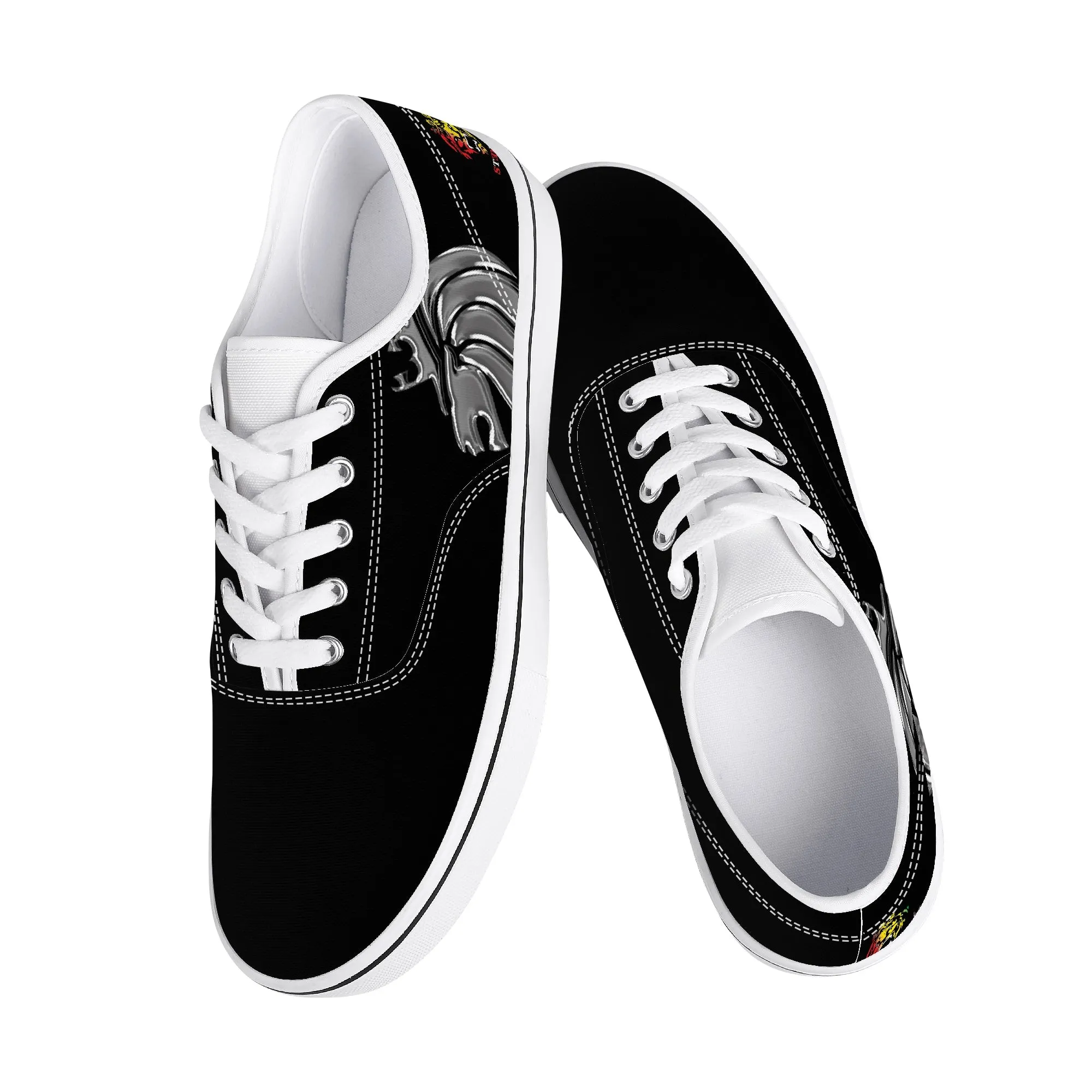 Chrome Lion - White Canvas Low Top