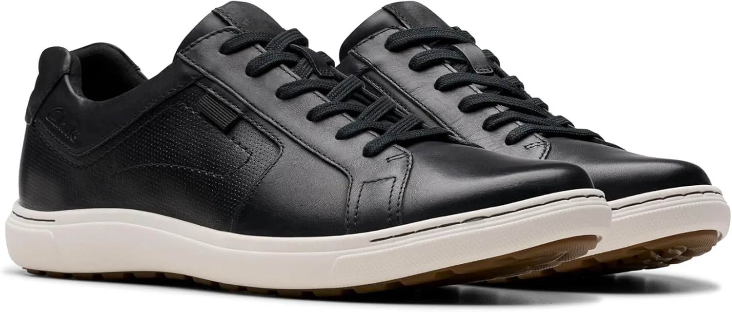 Clarks Men's Mapstone Lace Sneaker, Black Leather, 7