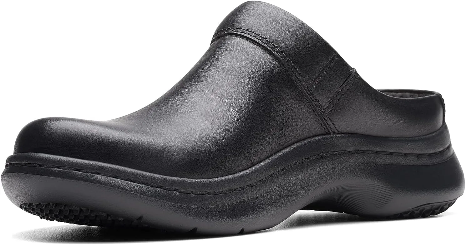 Clarks Unisex ClarksPro Clog Sneaker, Black Leather, 12 US Women