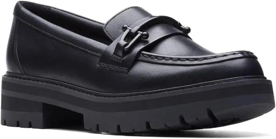 Clarks Unisex Orianna Bit Sneaker, Black Leat, 0 US Women