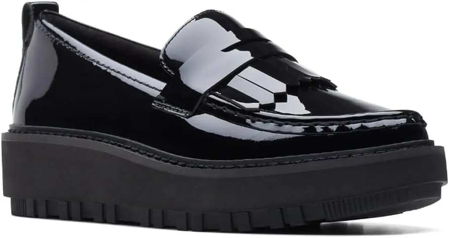 Clarks Unisex OriannaWLoafer Sneaker, Black Pat, 0 US Women