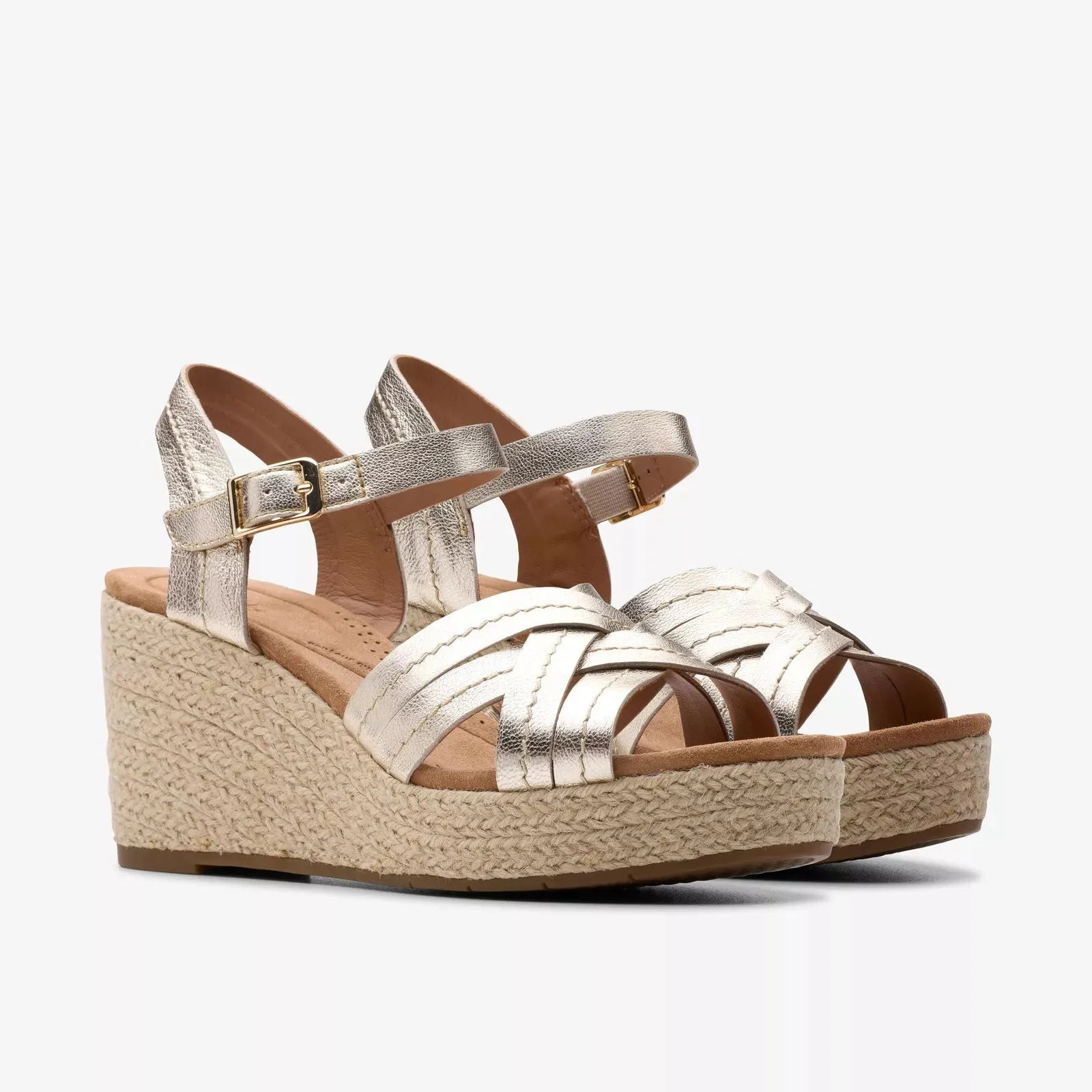 Clarks Women's Sabina Strap Champagne Leather 26181463