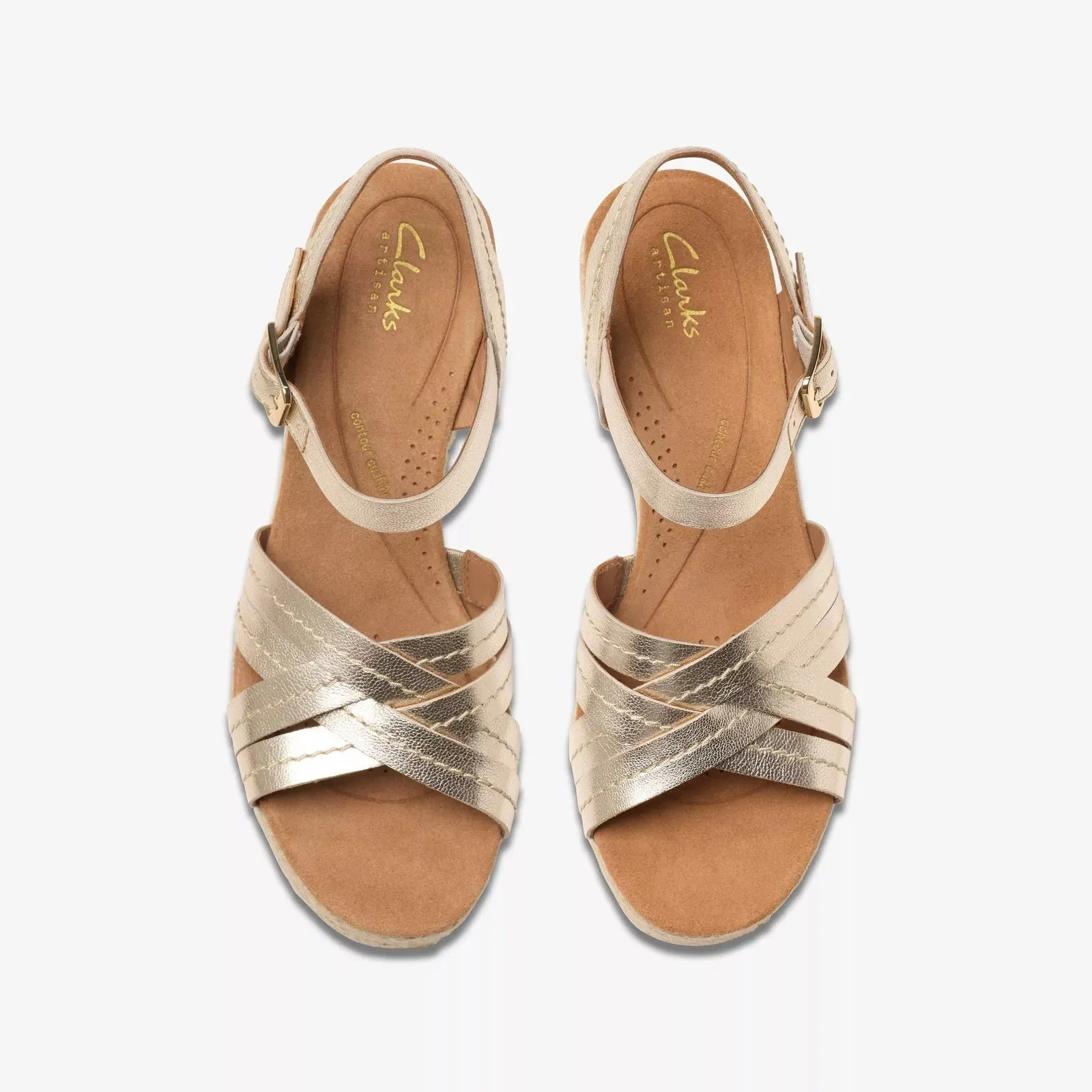 Clarks Women's Sabina Strap Champagne Leather 26181463
