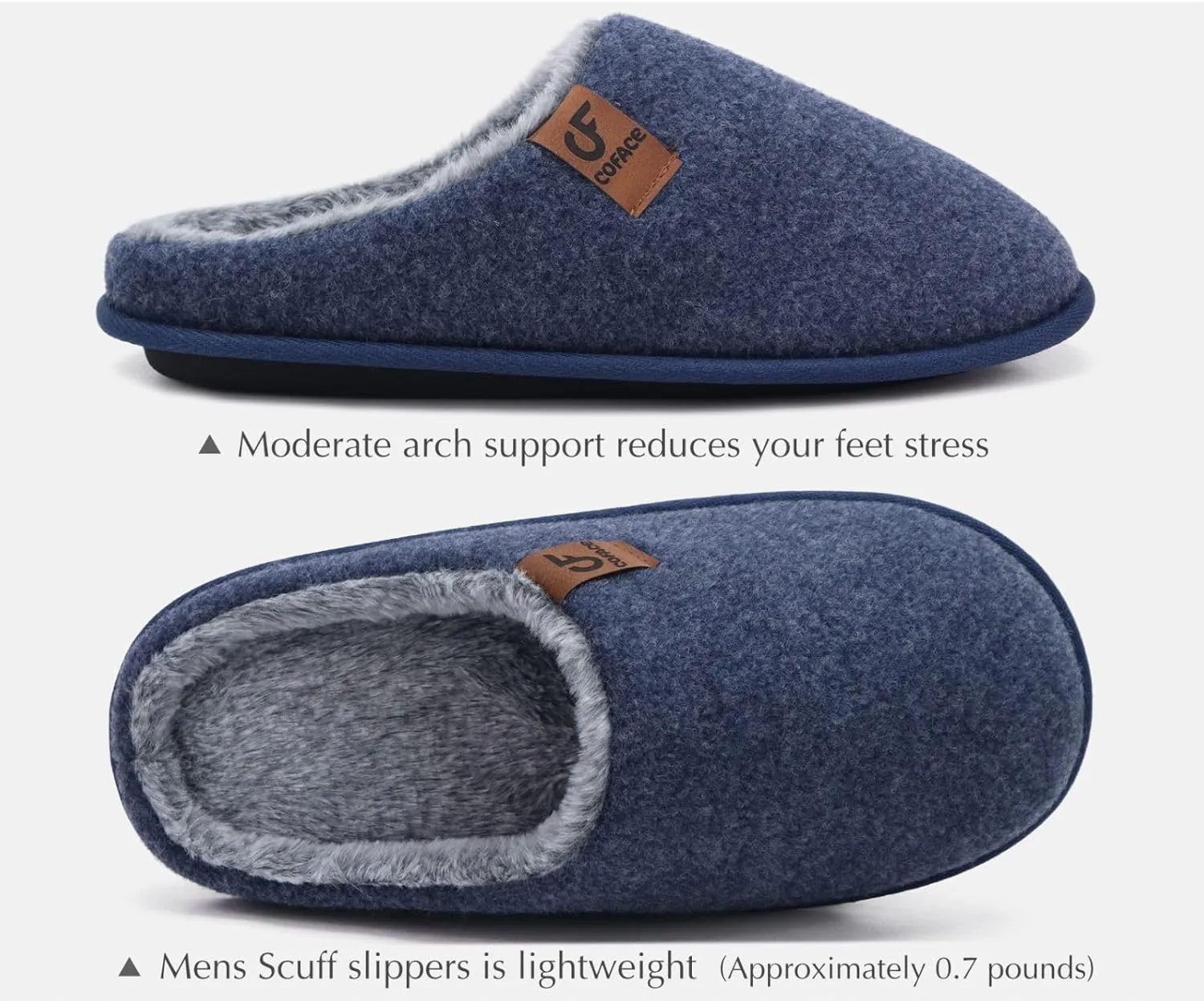 COFACE Unisex Mens Womens Cozy Memory Foam Scuff Slippers Casual Slip On Warm House Shoes Indoor/Outdoor Sandal Slippers With Arch Support Rubber Sole Size 4-15