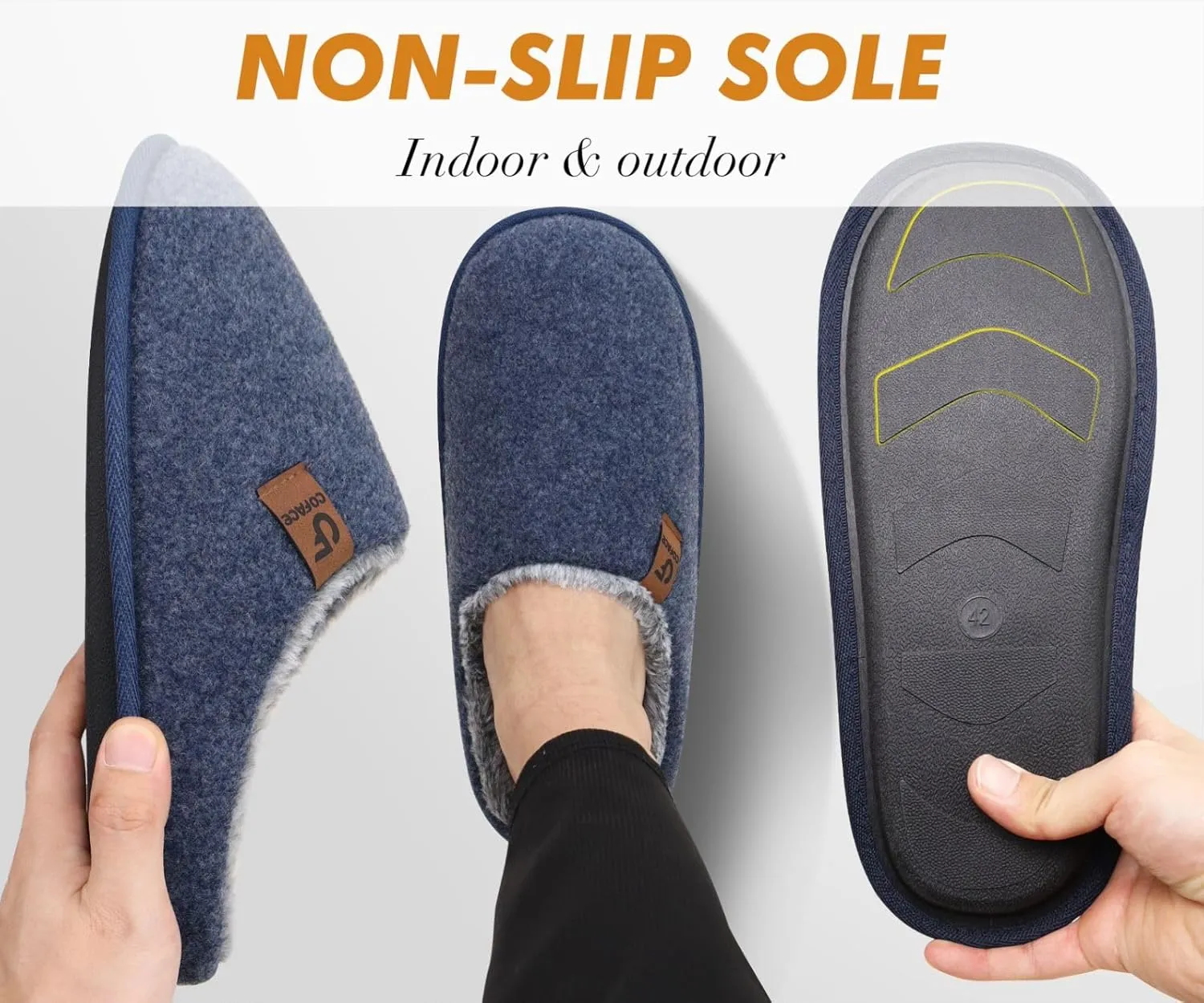 COFACE Unisex Mens Womens Cozy Memory Foam Scuff Slippers Casual Slip On Warm House Shoes Indoor/Outdoor Sandal Slippers With Arch Support Rubber Sole Size 4-15