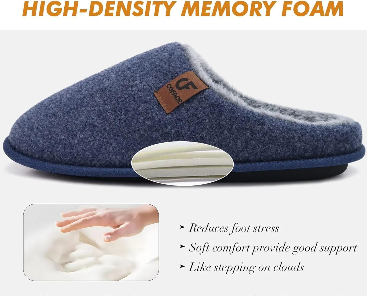 COFACE Unisex Mens Womens Cozy Memory Foam Scuff Slippers Casual Slip On Warm House Shoes Indoor/Outdoor Sandal Slippers With Arch Support Rubber Sole Size 4-15