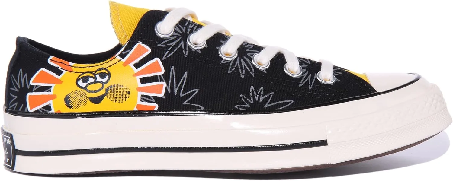 Converse Chuck 70 OX Trainers with Colourful Print Sunny Floral Casual Shoes City Shoes Black/Multicoloured
