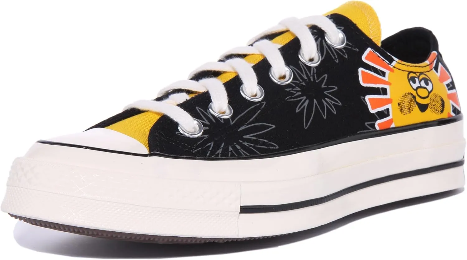 Converse Chuck 70 OX Trainers with Colourful Print Sunny Floral Casual Shoes City Shoes Black/Multicoloured