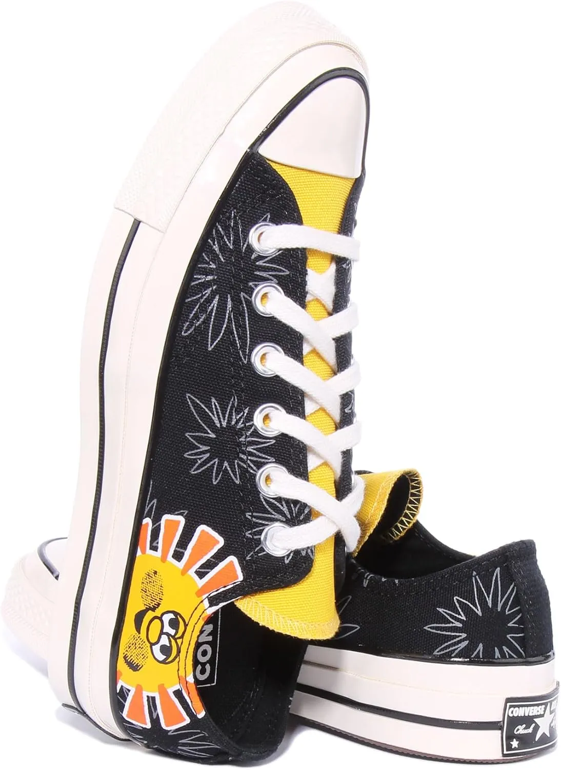Converse Chuck 70 OX Trainers with Colourful Print Sunny Floral Casual Shoes City Shoes Black/Multicoloured