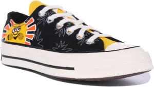 Converse Chuck 70 OX Trainers with Colourful Print Sunny Floral Casual Shoes City Shoes Black/Multicoloured