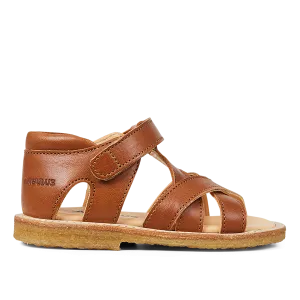 Cross sandal with open toe and velcro closure
