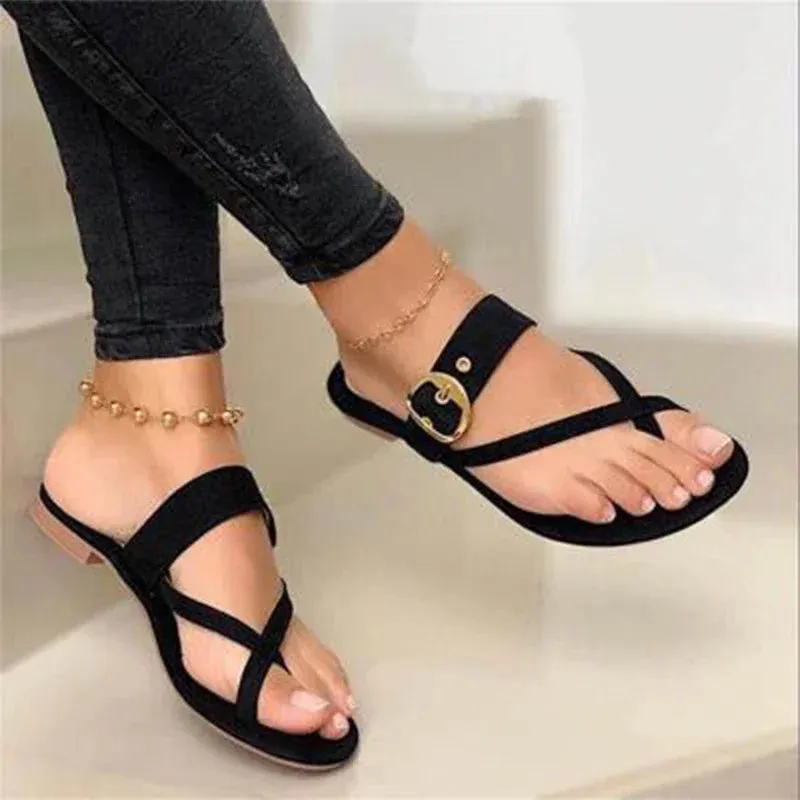 Cross Straps Low Heel Sandal