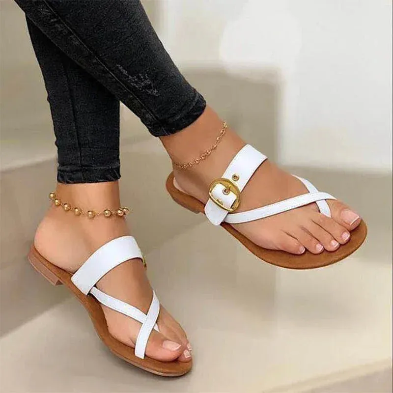 Cross Straps Low Heel Sandal