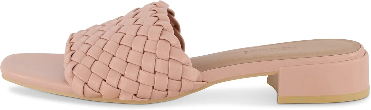 CUSHIONAIRE Women's Nerida woven low block heel sandal  Memory Foam