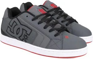 DC Men's Net Skate Shoe, Grey/Black/RED, 9