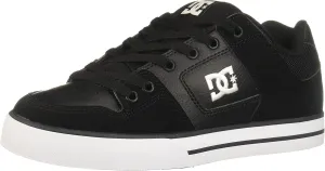 DC Men's Pure Low Top Lace Up Casual Skate Shoe Sneaker, Black/Black/White, 12