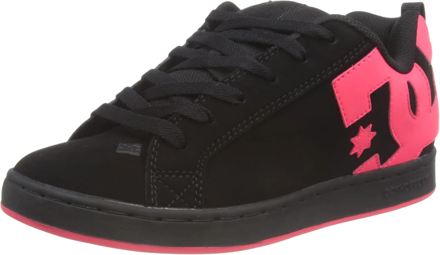 DC womens Court Graffik Skate Shoe, Black/Hot Pink, 7.5 US
