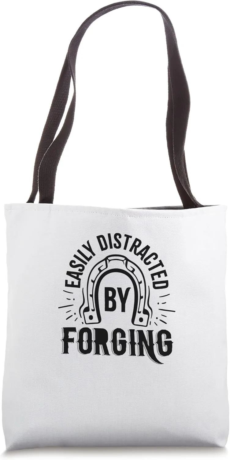 Distracted by Horse Hooves Ironic Metalworker Farrier Tote Bag