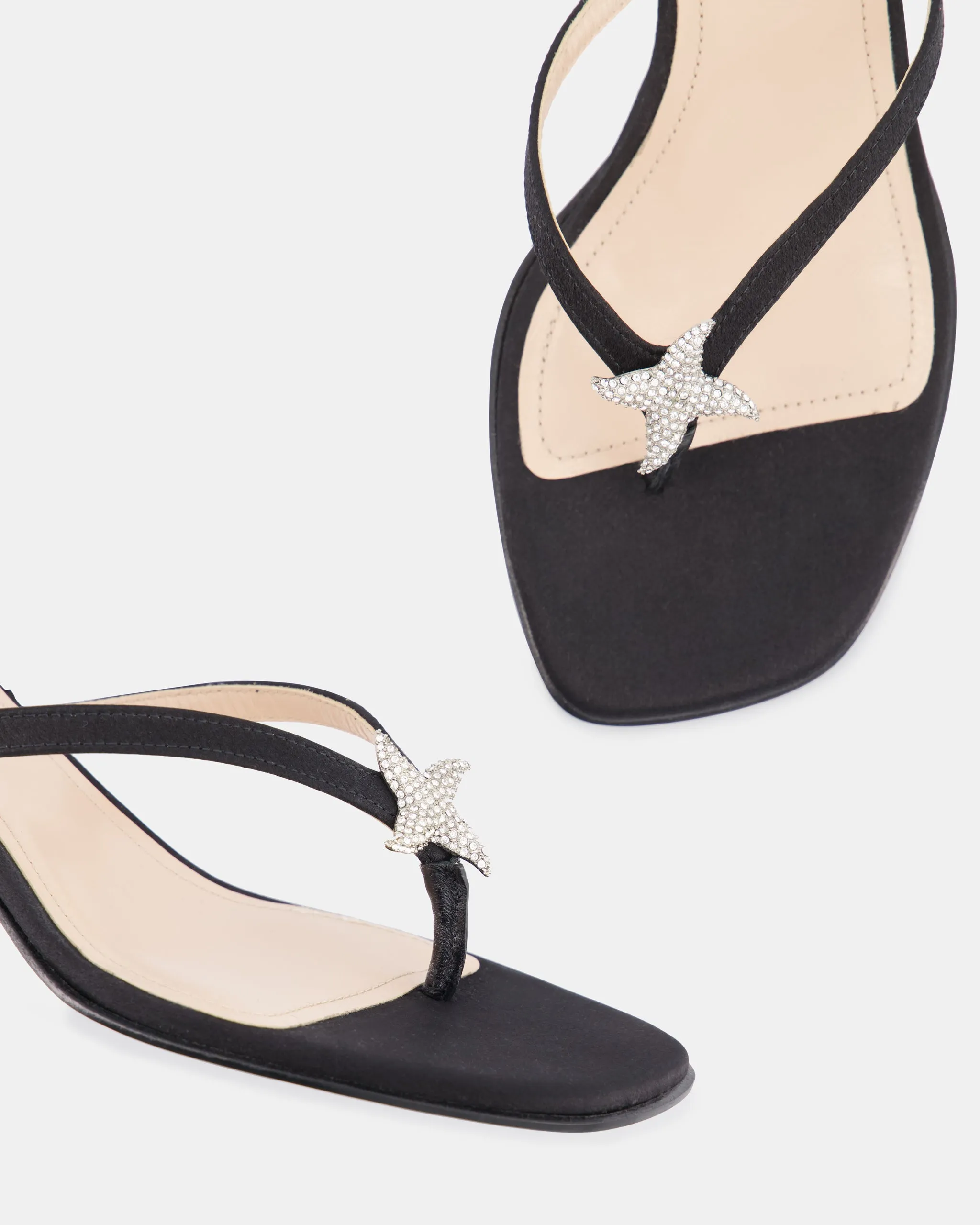 Dona Ariel Thong Sandal 50 Black Satin