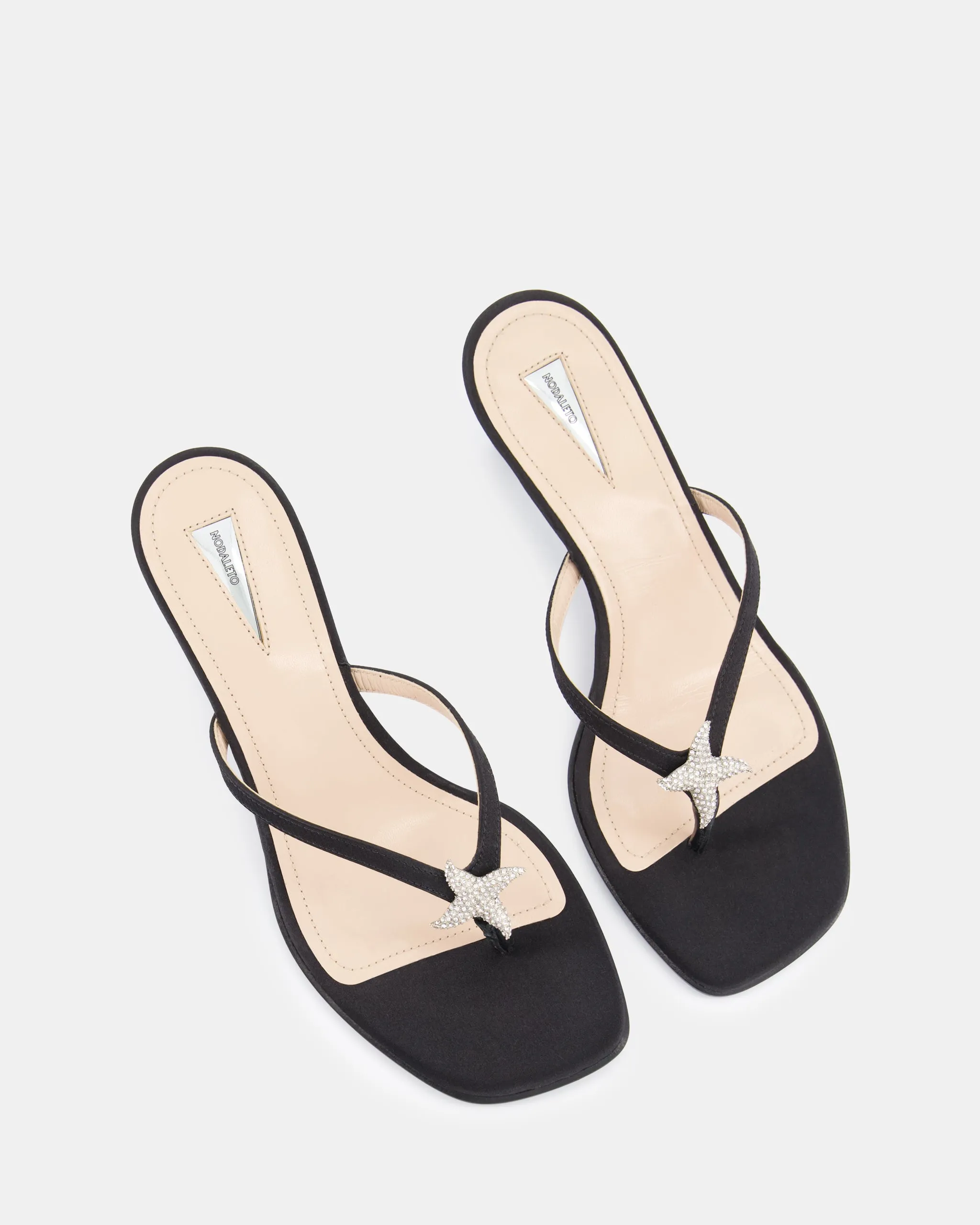 Dona Ariel Thong Sandal 50 Black Satin