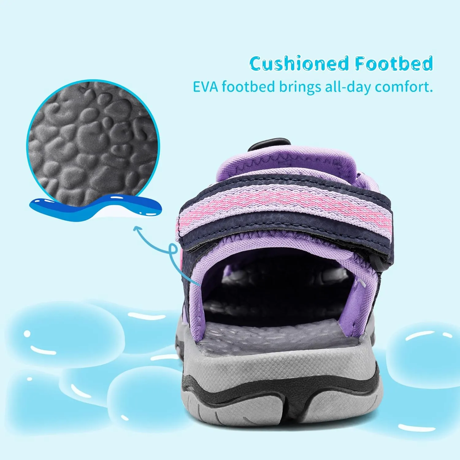 DREAM PAIRS Boys Girls Summer Outdoor Athletic Sport Sandals Walking Hiking Hook and Loop Adjustable Multicolor for Toddler/Little/Big Kids