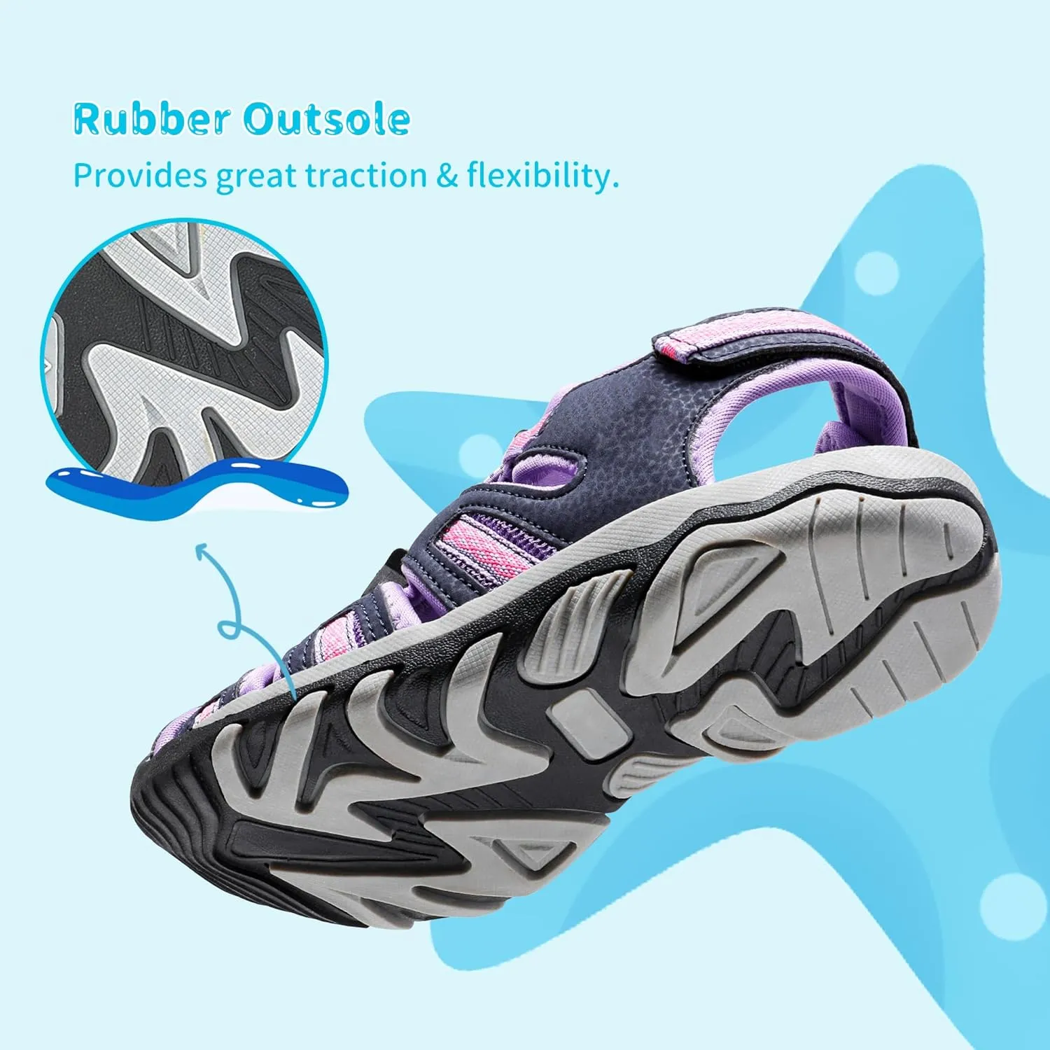 DREAM PAIRS Boys Girls Summer Outdoor Athletic Sport Sandals Walking Hiking Hook and Loop Adjustable Multicolor for Toddler/Little/Big Kids