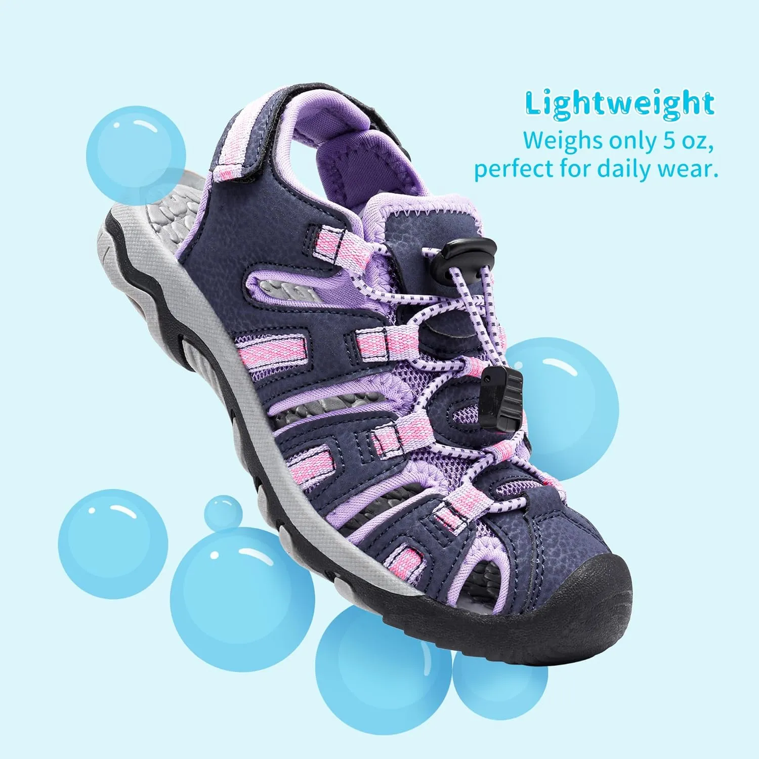 DREAM PAIRS Boys Girls Summer Outdoor Athletic Sport Sandals Walking Hiking Hook and Loop Adjustable Multicolor for Toddler/Little/Big Kids