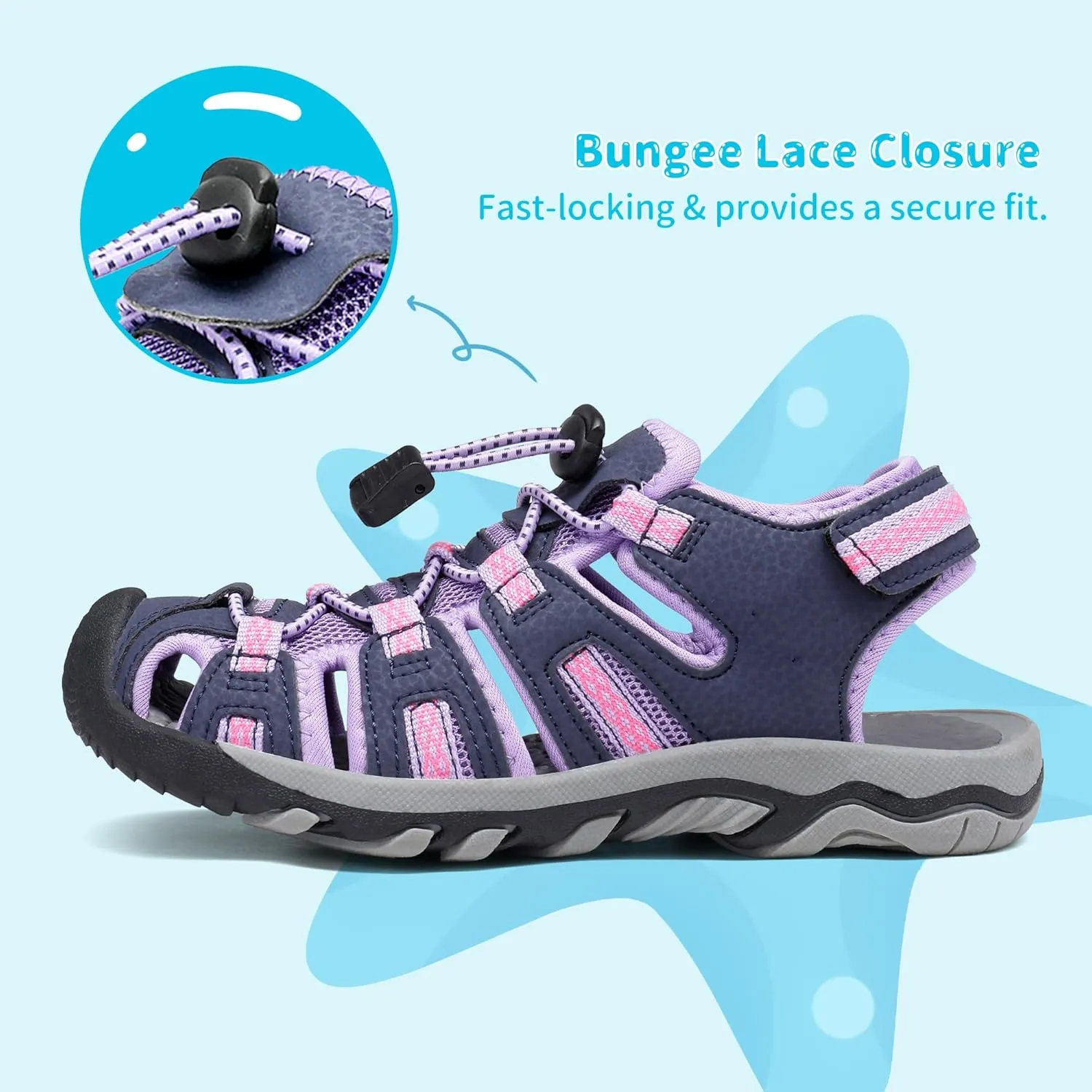 DREAM PAIRS Boys Girls Summer Outdoor Athletic Sport Sandals Walking Hiking Hook and Loop Adjustable Multicolor for Toddler/Little/Big Kids