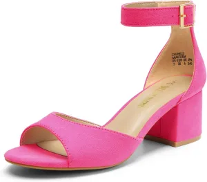 DREAM PAIRS Womens Chunkle Low Heel Pump Ankle Strap Dress Sandal