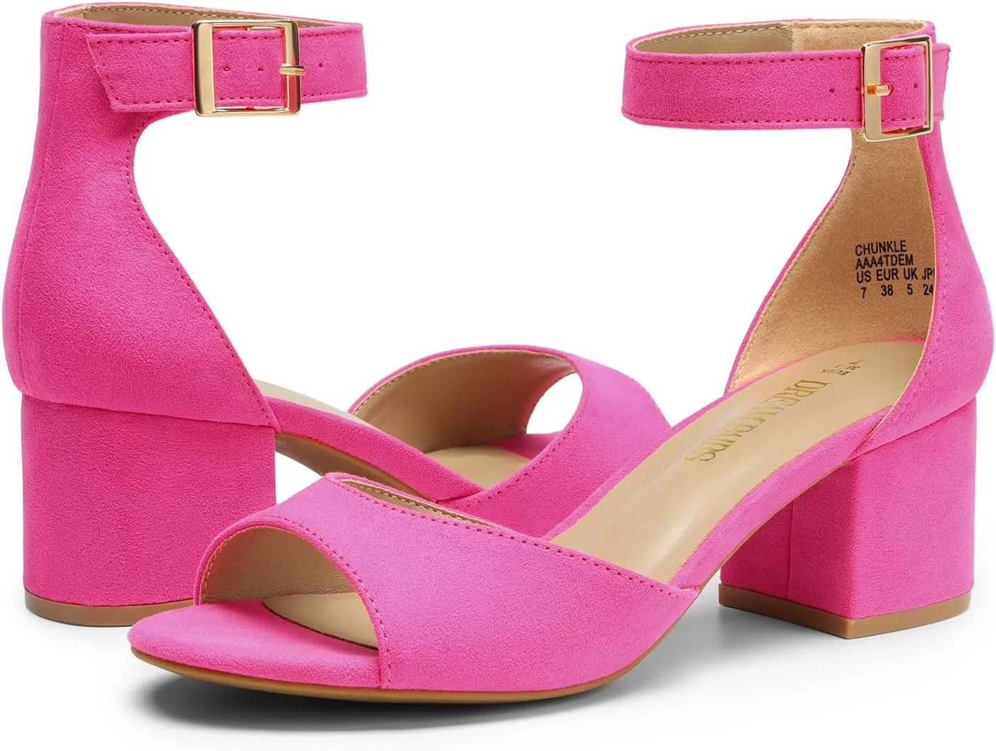 DREAM PAIRS Womens Chunkle Low Heel Pump Ankle Strap Dress Sandal