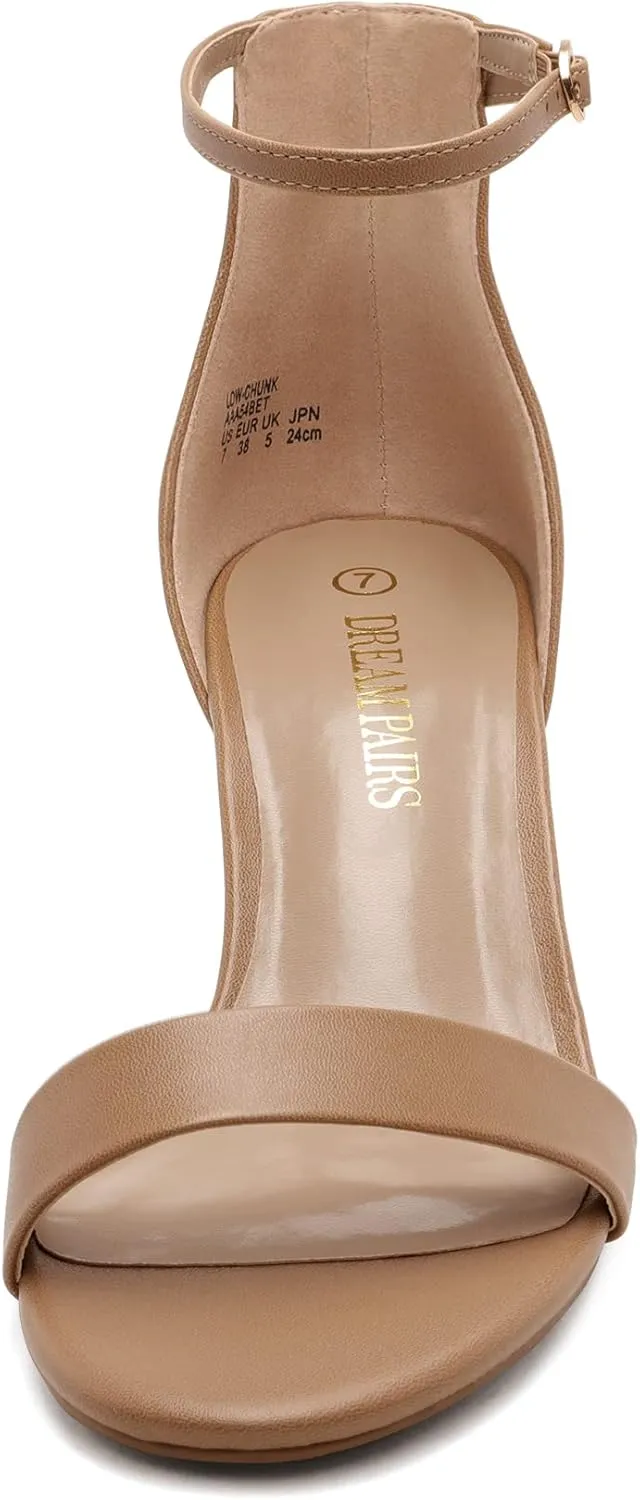 DREAM PAIRS Womens Low-Chunk Low Heel Pump Sandal