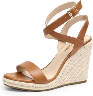 DREAM PAIRS Womens Open Toe Espadrilles Dressy Platform Sandals Buckle Ankle Strap Stylish Wedges Sandals