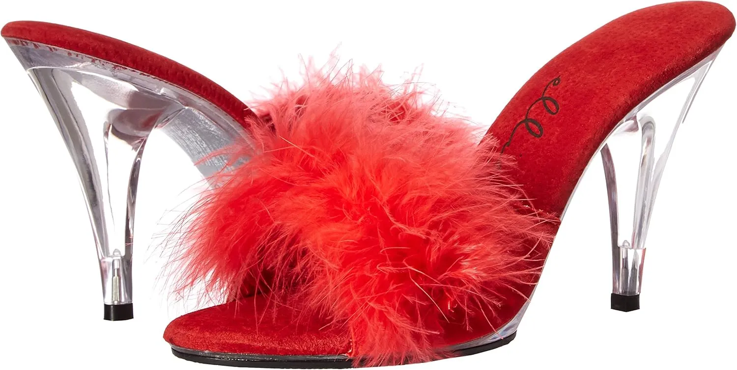 Ellie Shoes 4" Heel Maribou Slippers