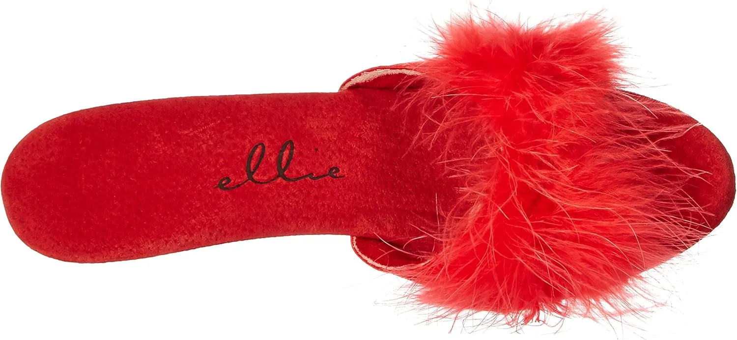 Ellie Shoes 4" Heel Maribou Slippers