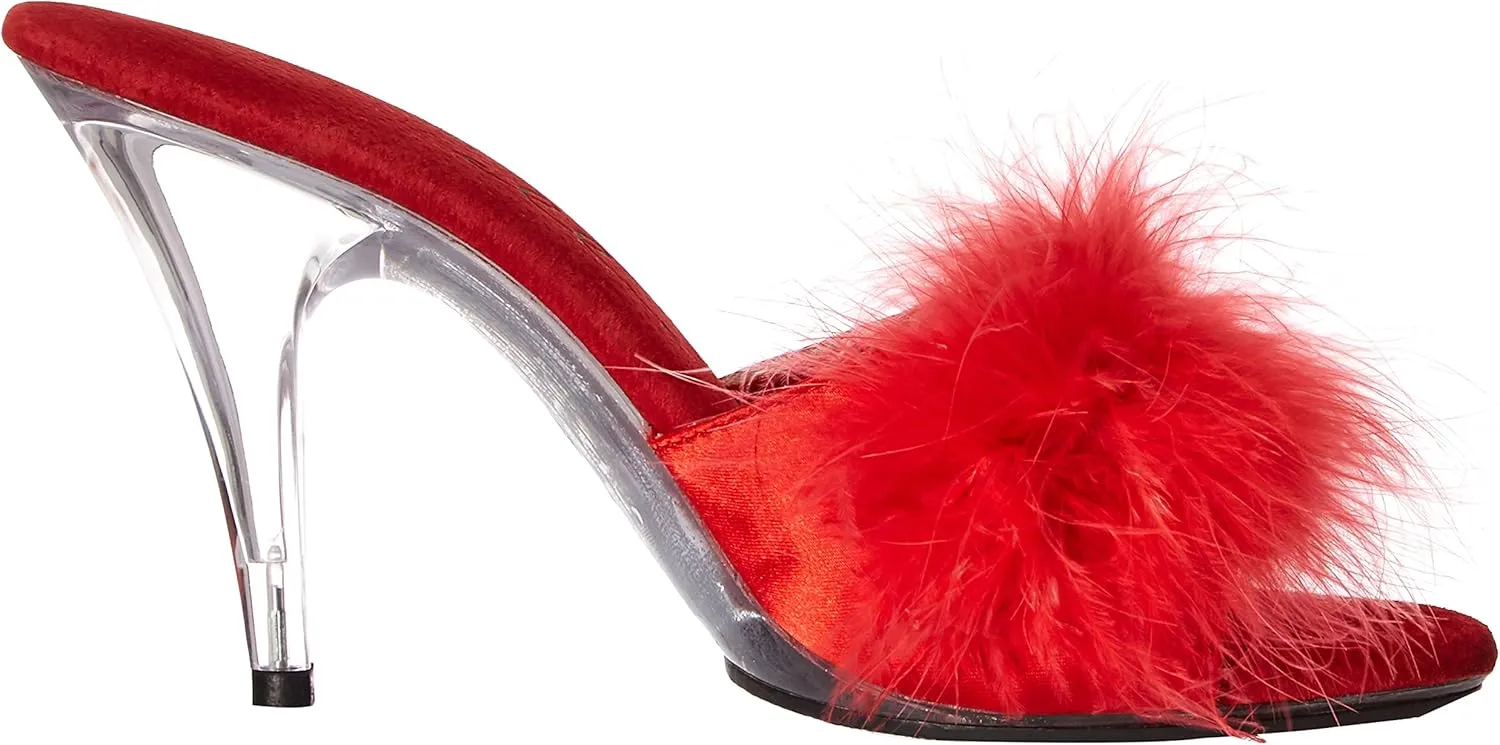 Ellie Shoes 4" Heel Maribou Slippers