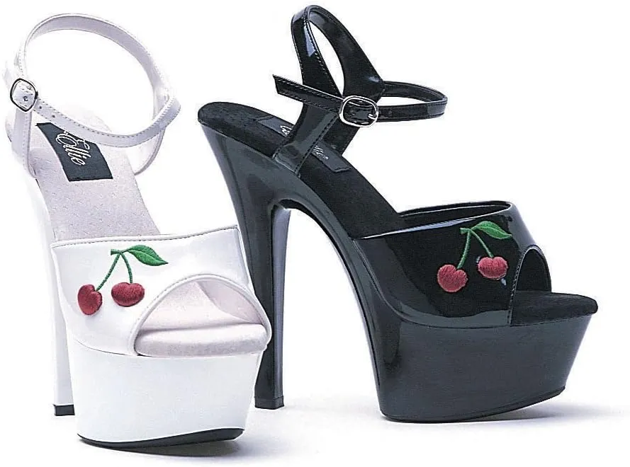 Ellie Shoes Women's 6 Inch Heel Sandal with Embroidered Cherry