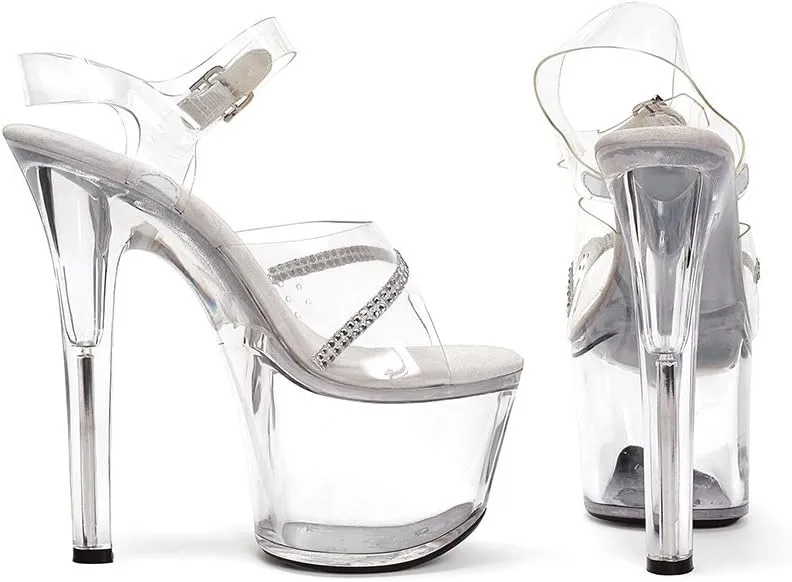 Ellie Shoes Women's 7 Inch Heel Clear Sandal