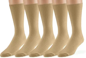 EMEM Men's Ribbed Cotton Classic Crew Dress Socks 5-Pack, Big and Tall Available