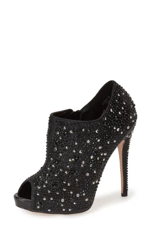 Etra Toe Lorraine Pumps Peep Bootie Lauren Rhinestone Express delivery Efficient communication Black Toe Peep Stiletto