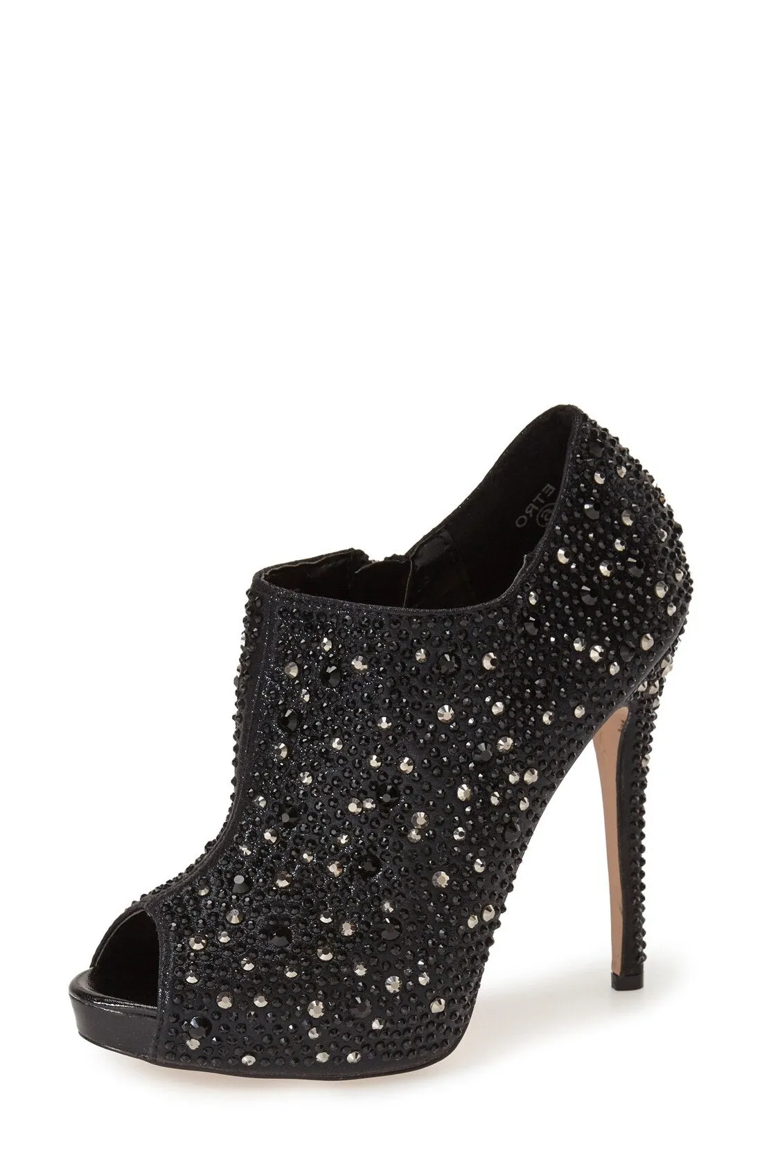Etra Toe Lorraine Pumps Peep Bootie Lauren Rhinestone Express delivery Efficient communication Black Toe Peep Stiletto